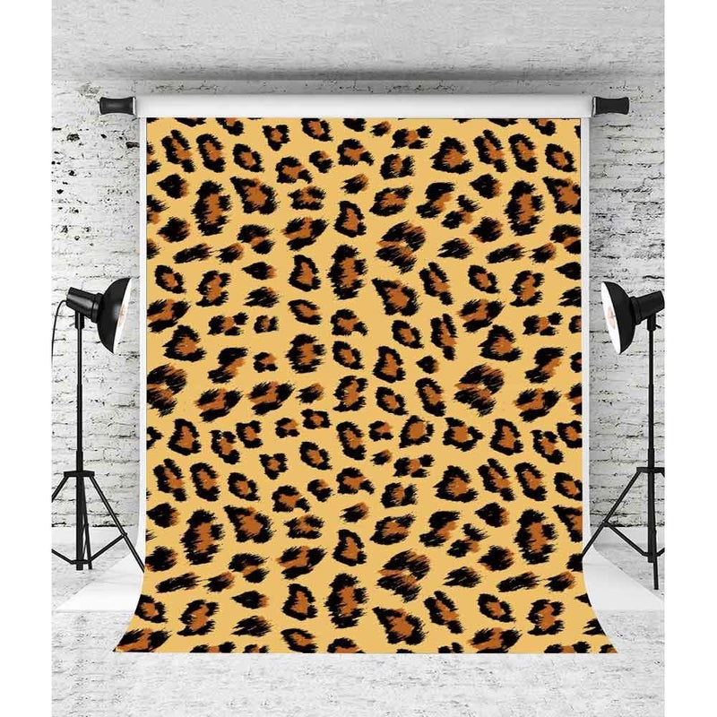 EOA 5(W) x7(H) FT Leopard Pattern Wild Photography Backdrop Black Brown Spots Stylish Leopard Skin Background Lady Bachelorette Party Banner Studio Props - Image 3